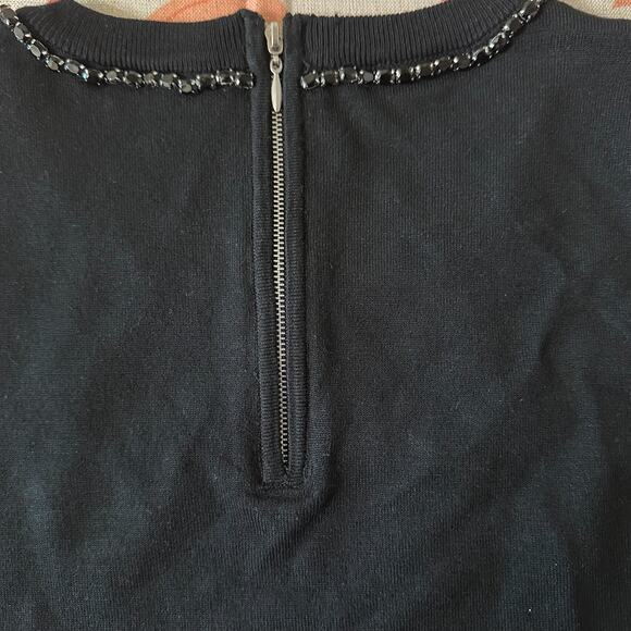 The Limited Women’s Black Beaded Bow Knit Top Size L Short Sleeve Minimalist - Picture 6 of 10